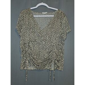 Derek Heart‎ Womens Leopard Wrap Front Cinched Top Size 2X